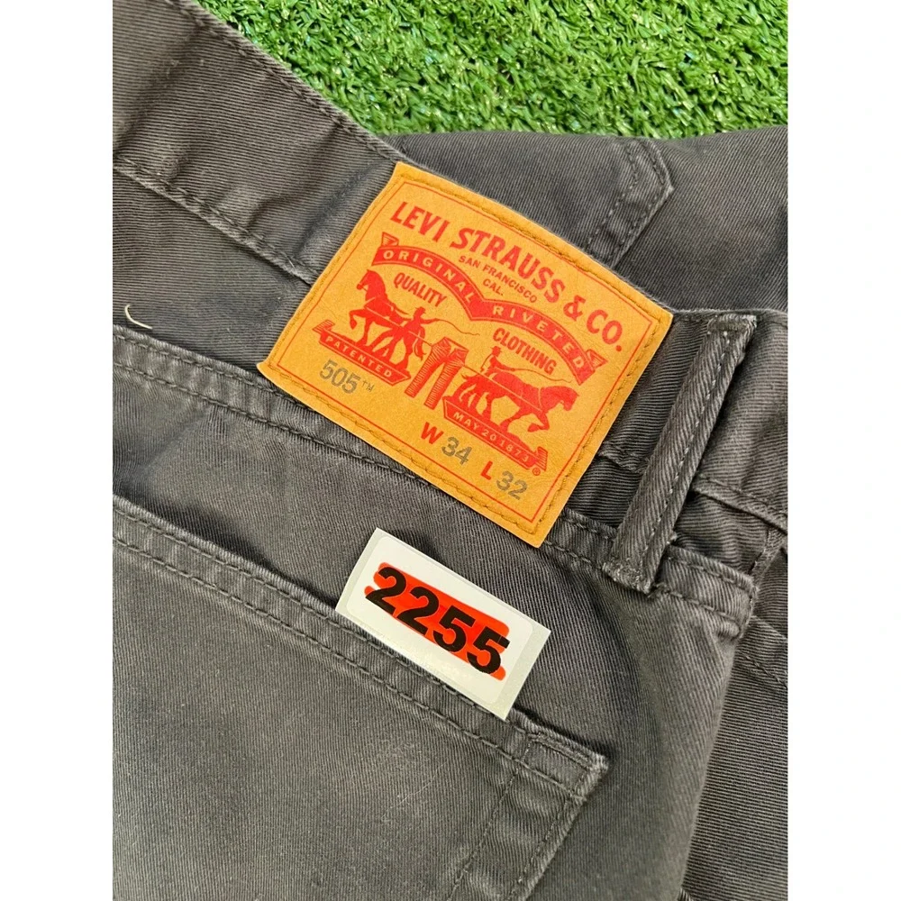 Levis 505 Regular Fit Straight Leg Gray Jeans Mens 34x32 00505-0012
